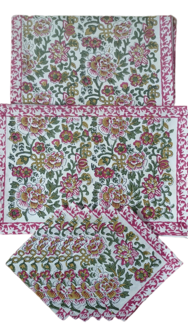 Block Print Canvas Mate Set With Runner