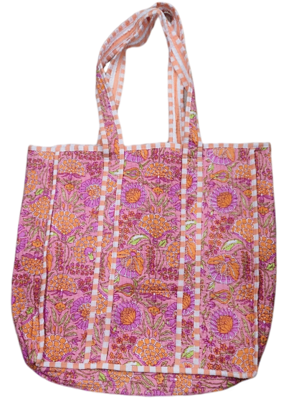 Jaipuri Print Cotton Quilted Tote Bag