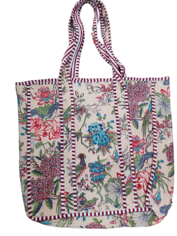 Jaipuri Print Cotton Quilted Tote Bag