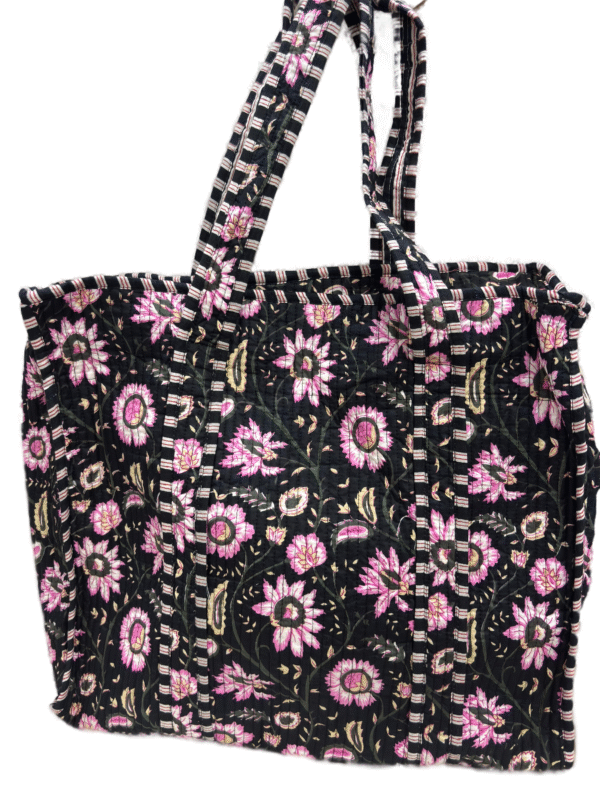 Jaipuri Print Cotton Quilted Tote Bag With Zip