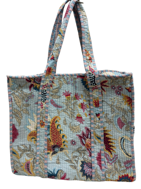 Jaipuri Print Cotton Quilted Tote Bag With Zip