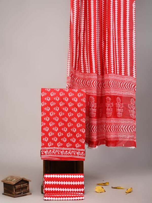 Jaipuri Print Cotton Suit With Cotton Dupatta