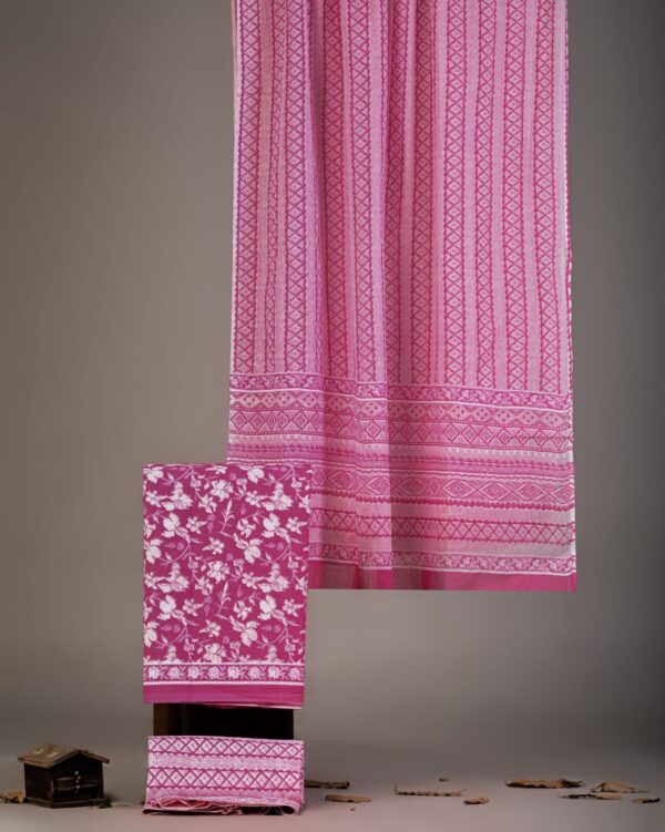 Jaipuri Print Cotton Suit With Cotton Dupatta