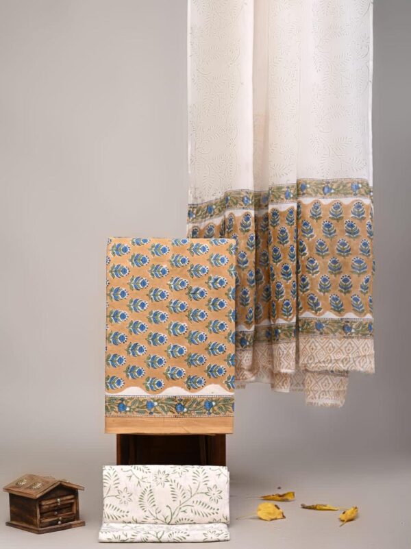 Block Print Cotton Suit With Cotton Dupatta
