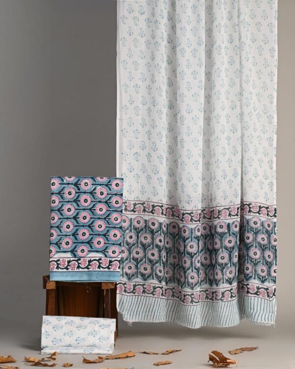 Block Print Cotton Suit With Cotton Dupatta
