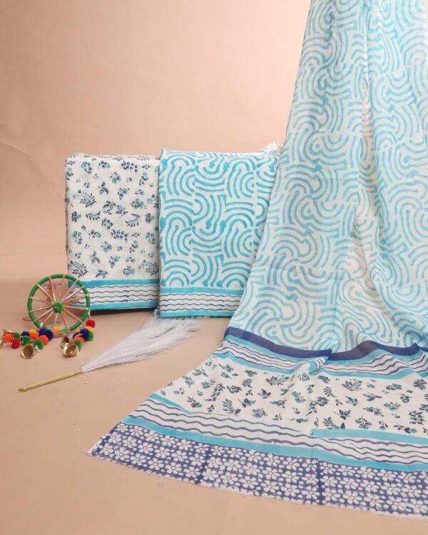 Block Print Cotton Suit With Cotton Dupatta