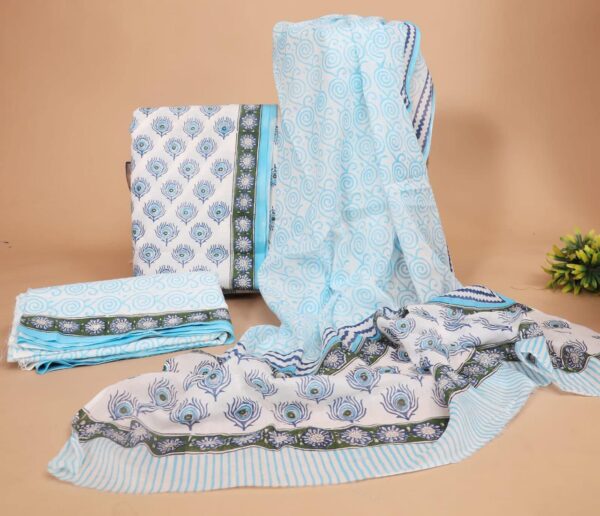 Block Print Cotton Suit With Cotton Dupatta