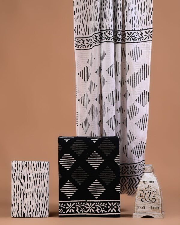 Block Print Cotton Suit With Cotton Dupatta