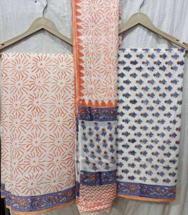 Block Print Cotton Suit With Cotton Dupatta