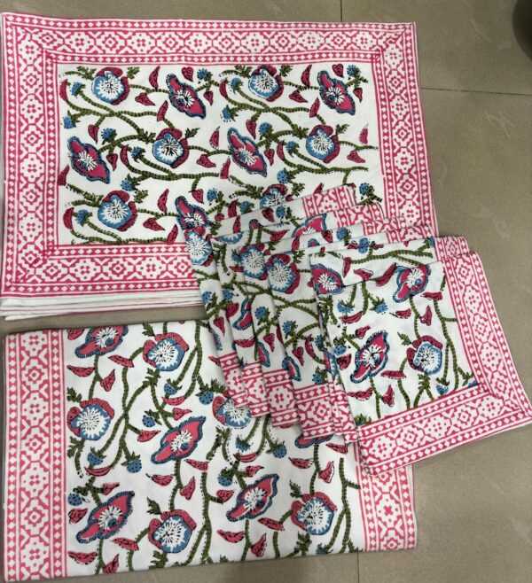 Block Print Canvas Mate Set With Runner