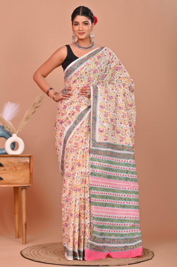 Block Print Cotton Saree