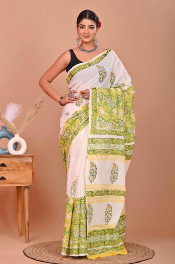 Block Print Cotton Saree