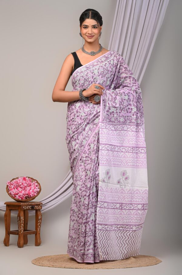 Block Print Cotton Saree