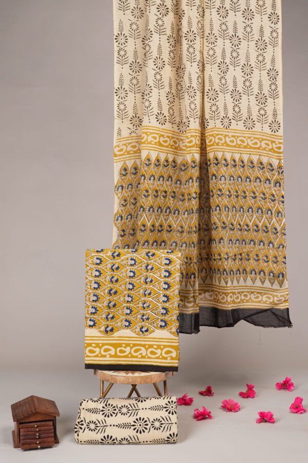 Block Print Cotton Suit With Cotton Dupatta