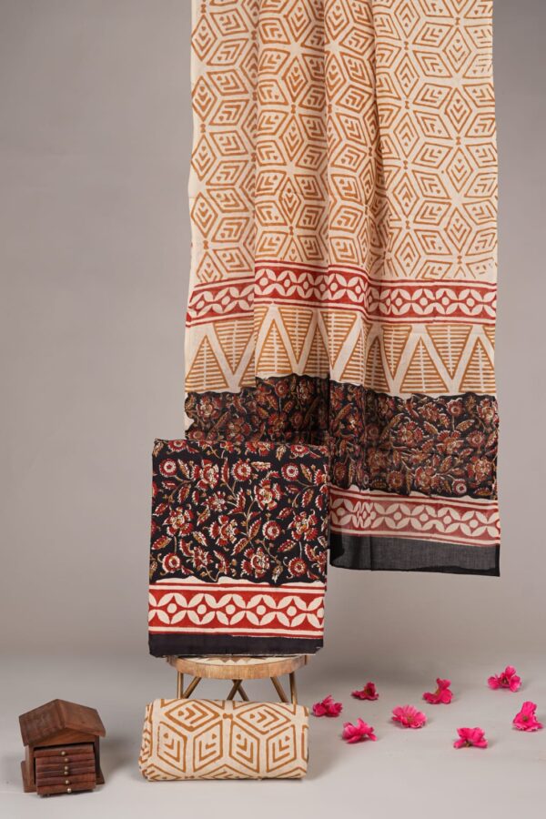 Block Print Cotton Suit With Cotton Dupatta