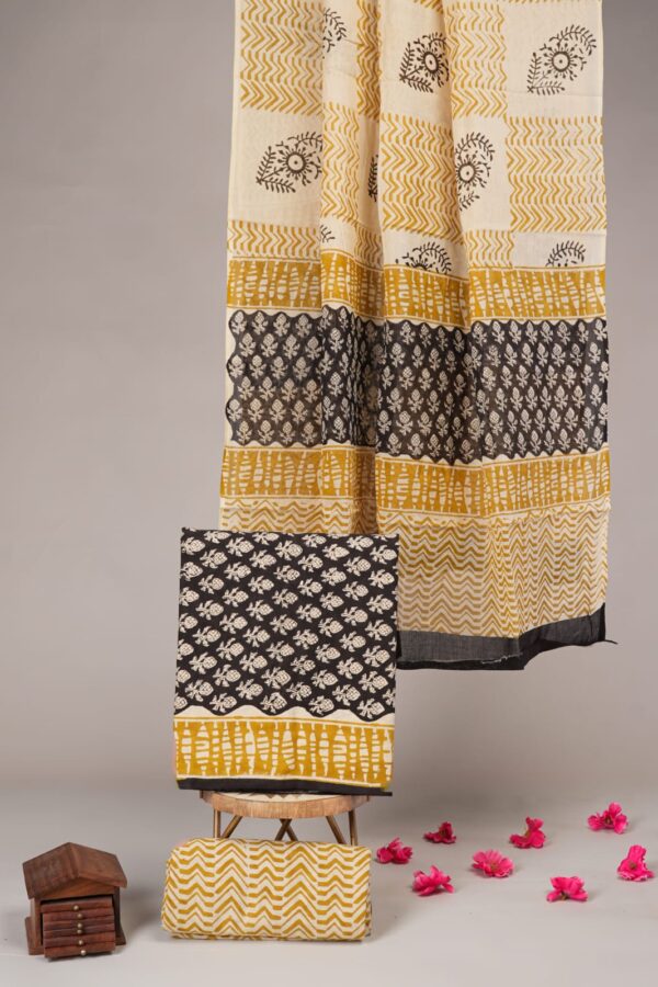 Block Print Cotton Suit With Cotton Dupatta