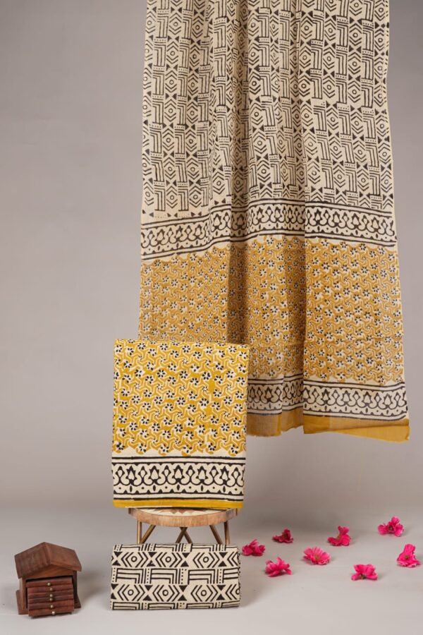 Block Print Cotton Suit With Cotton Dupatta