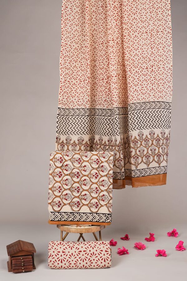 Block Print Cotton Suit With Cotton Dupatta