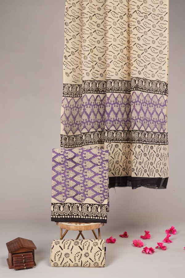 Block Print Cotton Suit With Cotton Dupatta