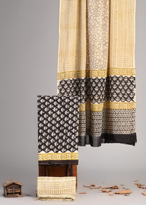 Block Print Cotton Suit With Cotton Dupatta