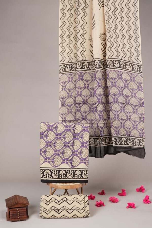 Block Print Cotton Suit With Cotton Dupatta