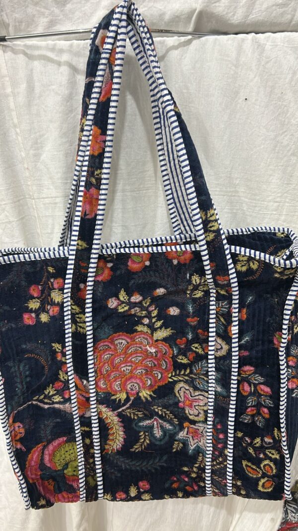 Jaipuri Print Cotton Quilted Velvet Tote Bag