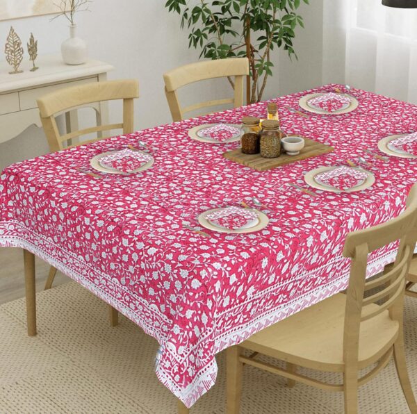Block Print Table Cover With Six Napkins