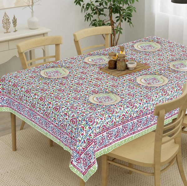 Block Print Table Cover With Six Napkins
