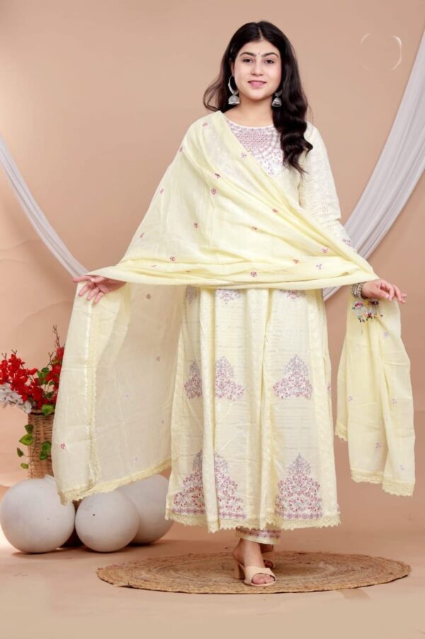 Stitched Suit Anarkali Cotton 3 Pcs Suit