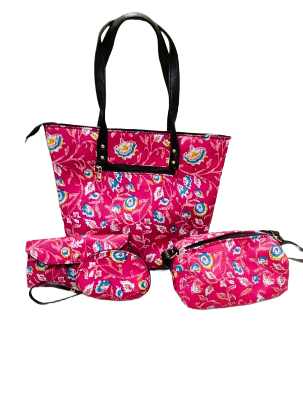 Jaipuri Printed Cotton 4pes Bag Set