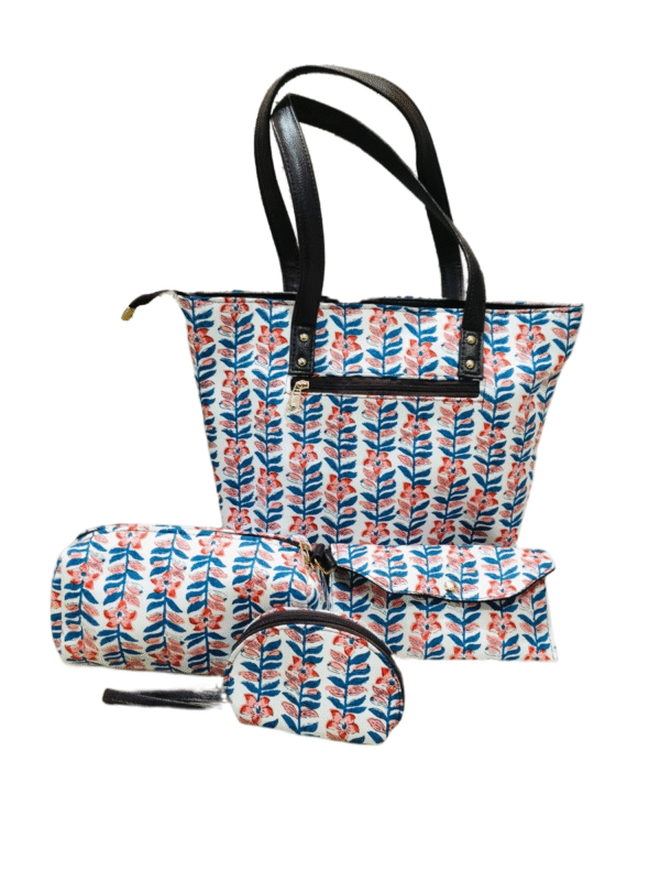 Jaipuri Printed Cotton 4pes Bag Set