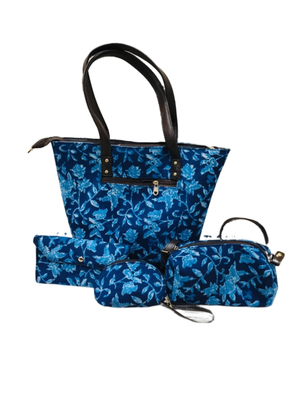 Jaipuri Printed Cotton 4pes Bag Set