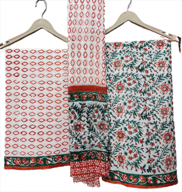 Block Print Cotton Suit With Cotton Dupatta