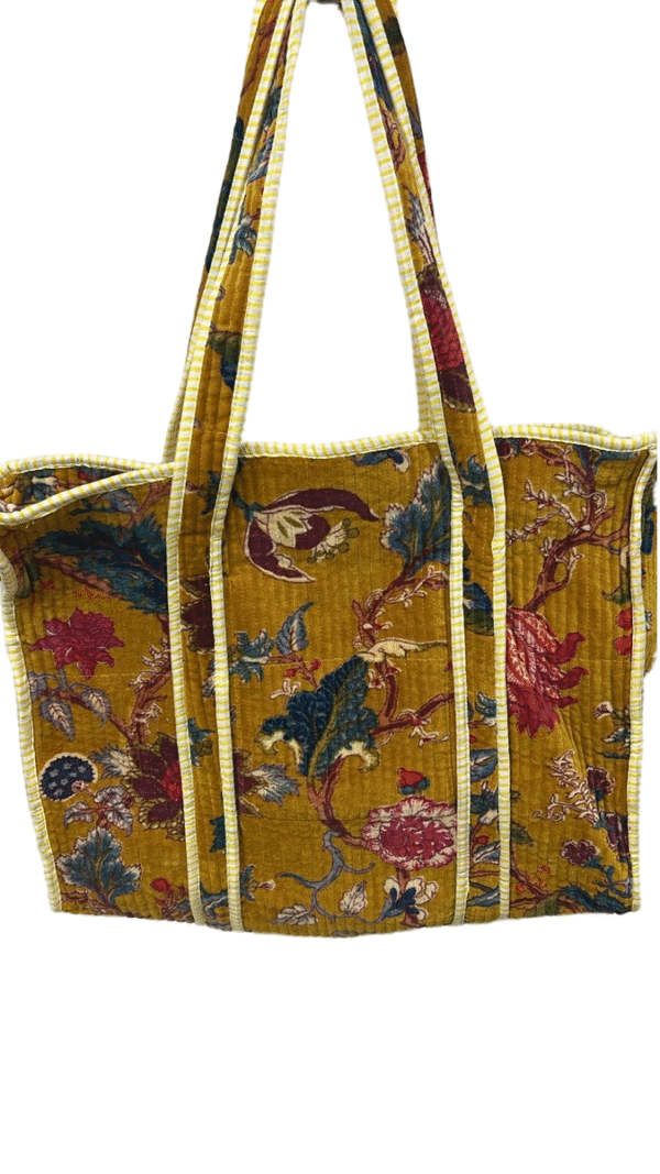 Jaipuri Print Cotton Quilted Velvet Tote Bag