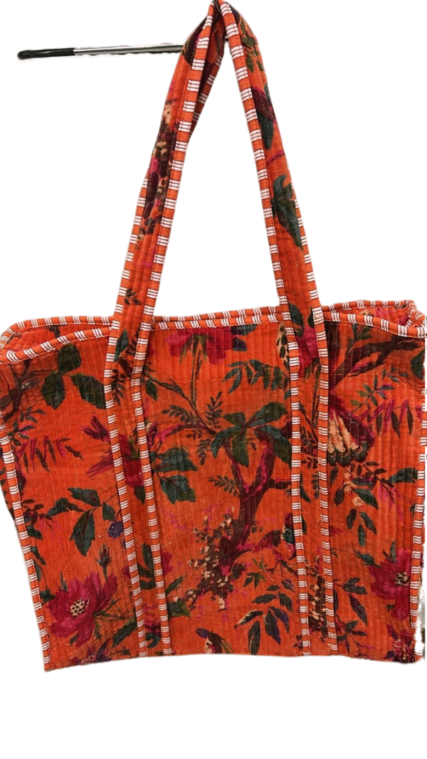 Jaipuri Print Cotton Quilted Velvet Tote Bag