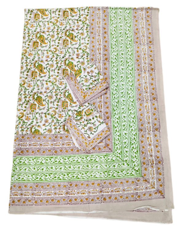 Block Print Table Cover With Six Napkins