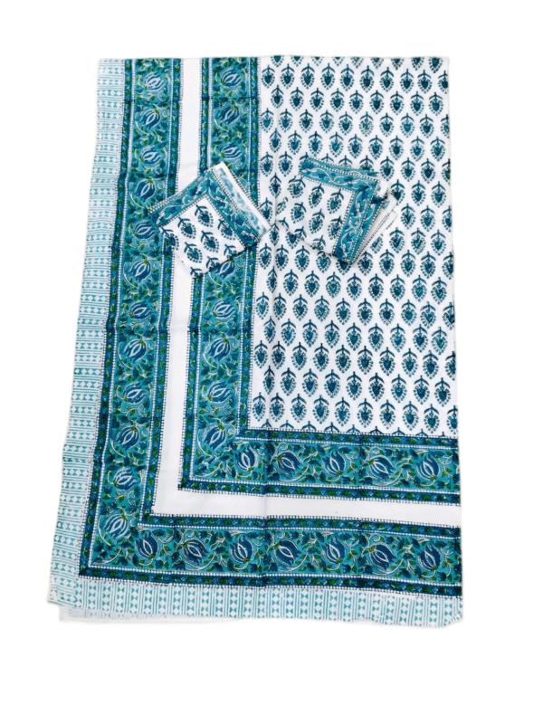 Block Print Table Cover With Six Napkins