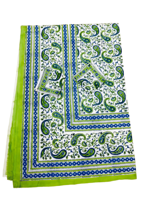 Block Print Table Cover With Six Napkins