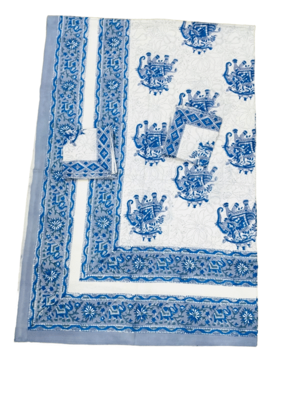 Block Print Table Cover With Six Napkins