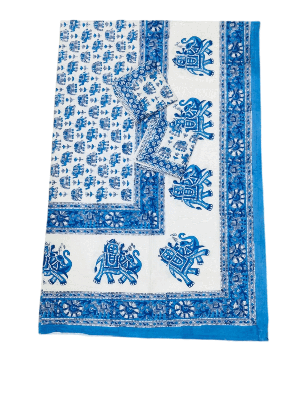 Block Print Table Cover With Six Napkins