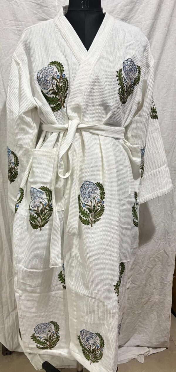Block Print Cotton Waffle Robe