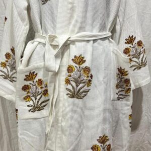 Block Print Cotton Waffle Robe