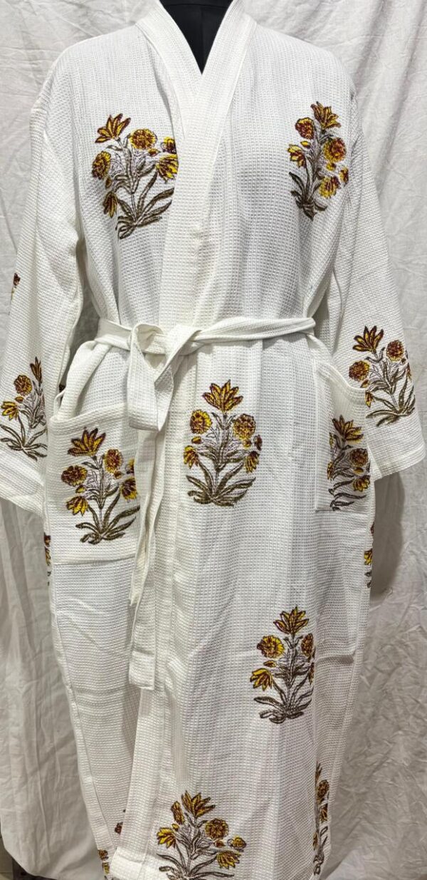 Block Print Cotton Waffle Robe