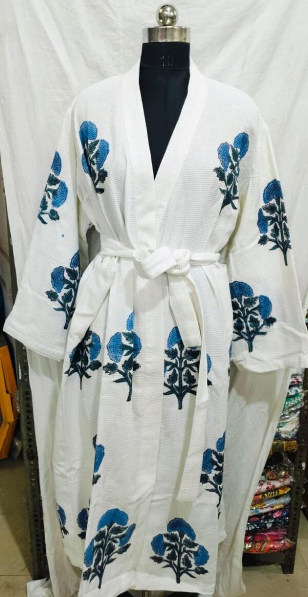 Block Print Cotton Waffle Robe