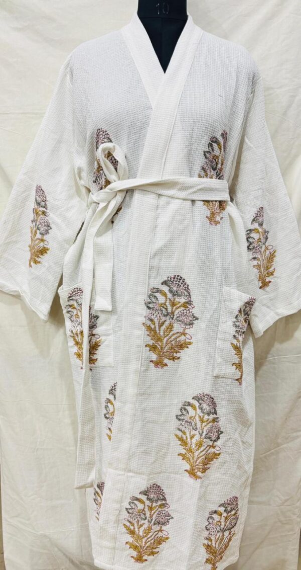 Block Print Cotton Waffle Robe