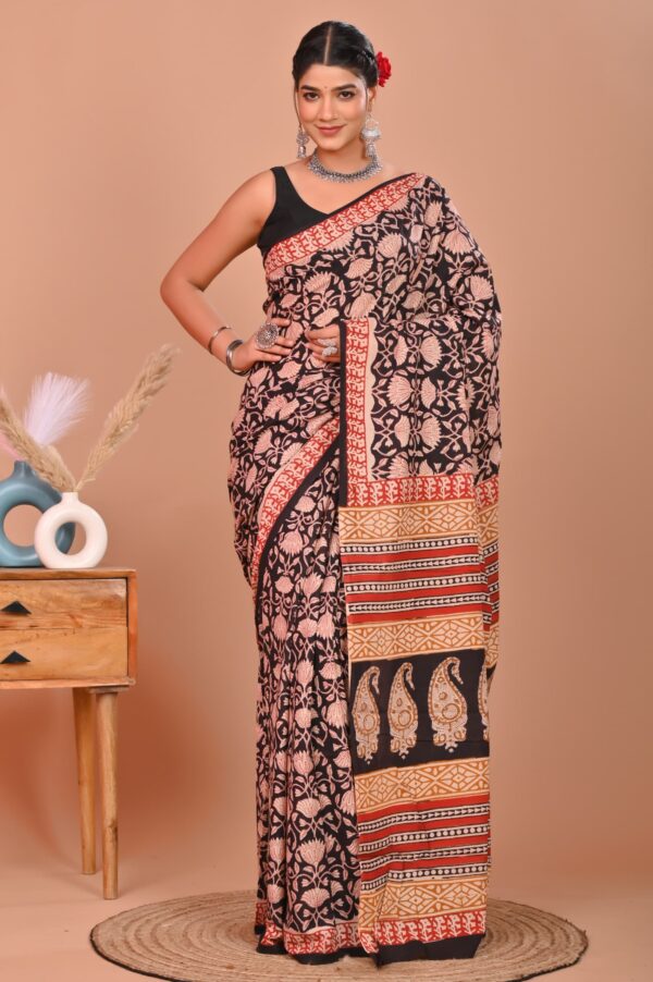 Block Print Cotton Saree