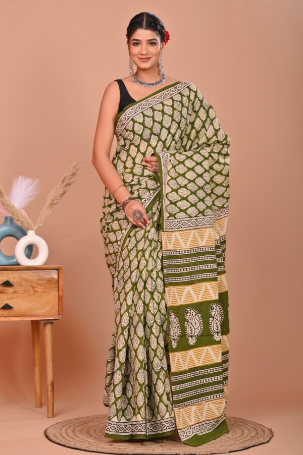 Block Print Cotton Saree