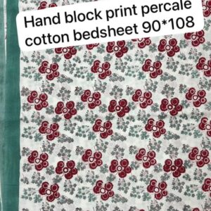 Block Print Percale Bed Sheet With 2 Pillows