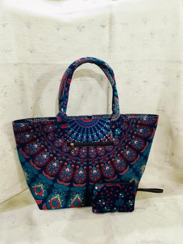 Mandala Tote Zip Bag With 1 Small Bag