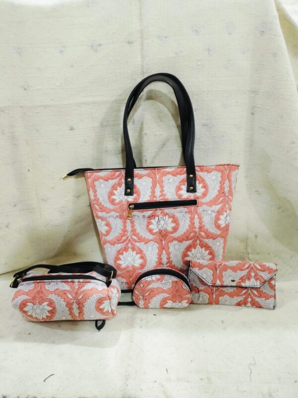 Jaipuri Printed Cotton 4pes Bag Set